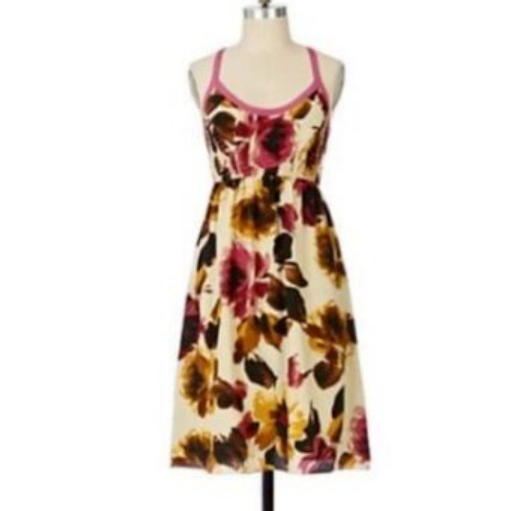 Moulinette Soeurs womens gossamer gardens dress size 0 colorful knee length silk